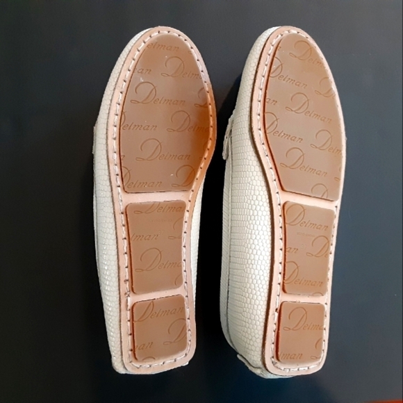 Delman Renna White Lizard Embossed Loafers Shoes Size 7 New - Picture 5 of 5
